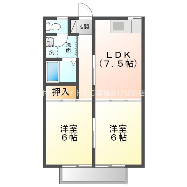 ハイムベルグ95(2DK/2階)の間取り写真