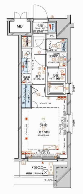 コンシェリア浅草(1K/4階)の間取り写真