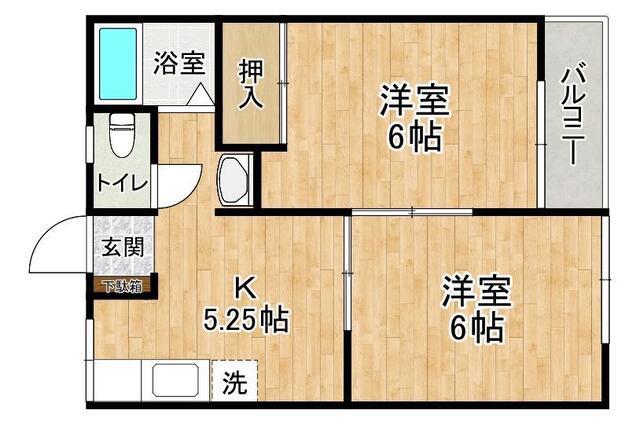 LAX千現(2DK/1階)の間取り写真