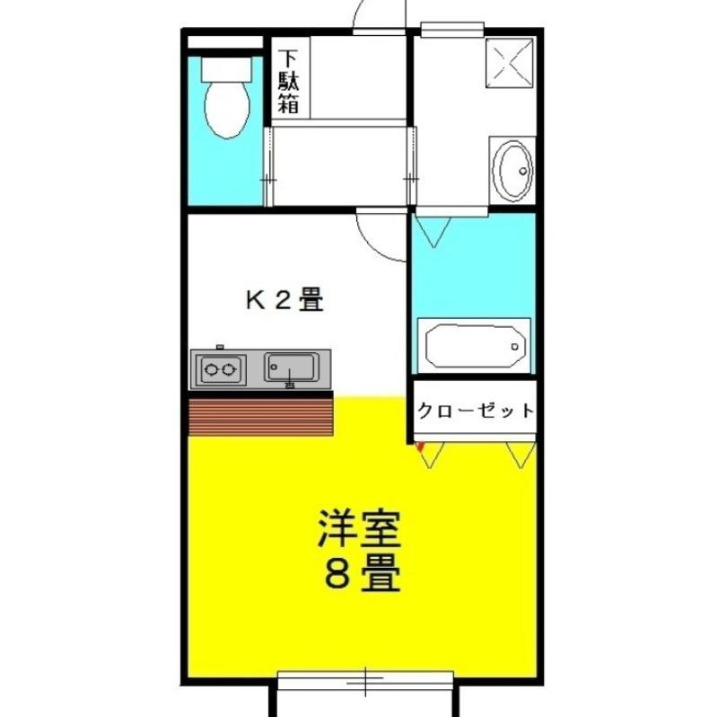 シャングリラ(ワンルーム/2階)の間取り写真