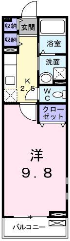 ソレイユ・北野(1K/2階)の間取り写真