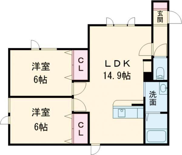 メゾン雅NO.2(2LDK/2階)の間取り写真