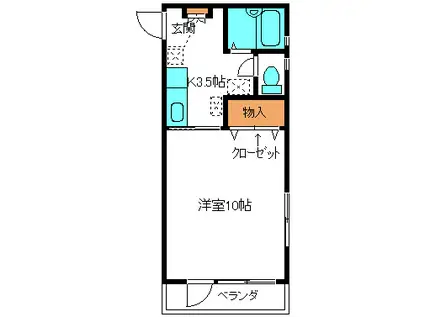 グローリアスコート(1K/2階)の間取り写真