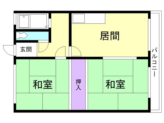 登別マンション(2DK/2階)の間取り写真