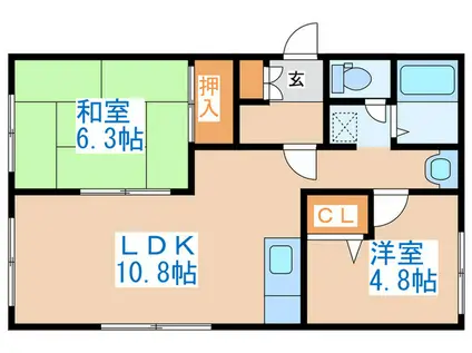 シティハイム栄(2LDK/2階)の間取り写真