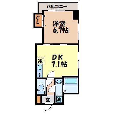 エススリーでじま(1DK/6階)の間取り写真