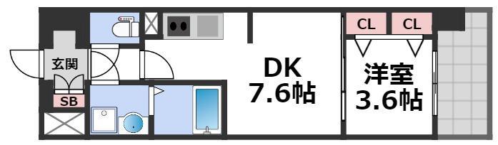 ファステート大阪ベースシティ(1DK/4階)の間取り写真