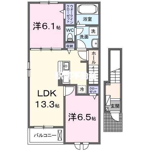 シャンベルジュ 依井I(2LDK/2階)の間取り写真