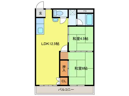 アルファータウン(2LDK/2階)の間取り写真