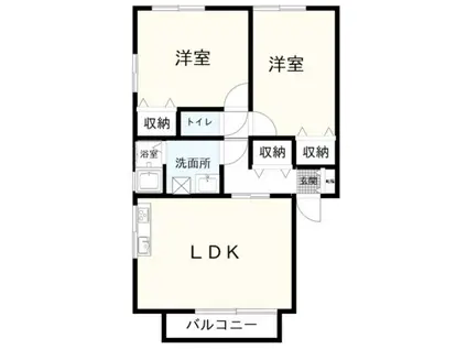ソレイユ(2LDK/2階)の間取り写真