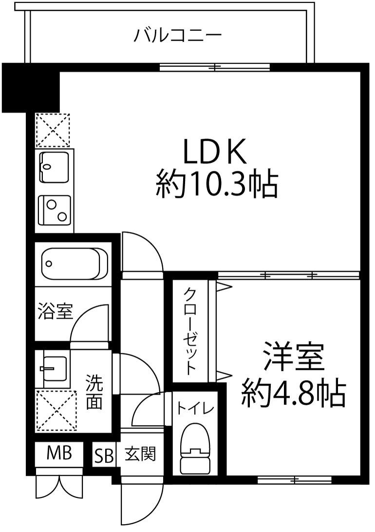 アーバンコート諏訪山(1LDK/3階)の間取り写真