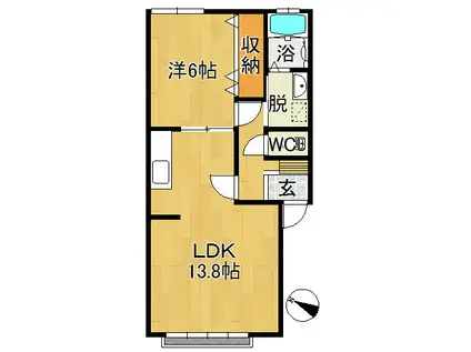 ハイセレールアイ(1LDK/2階)の間取り写真