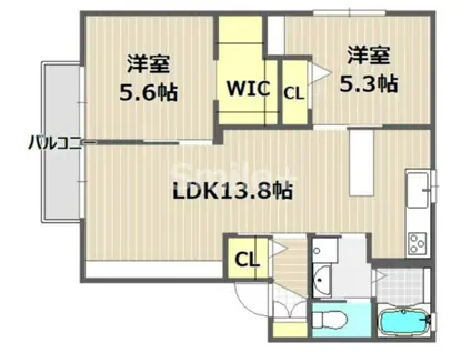 ディアスあやB(2LDK/2階)の間取り写真