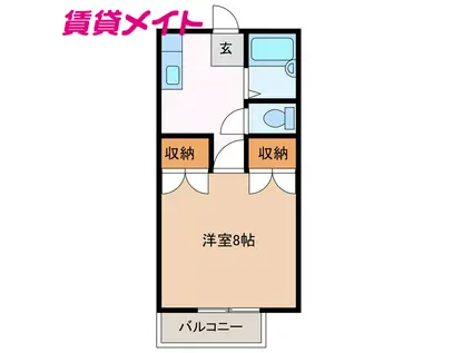 ハイツヤマハンB棟(1K/1階)の間取り写真