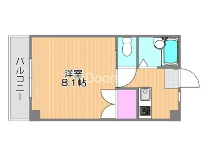 リーガII(1K/1階)の間取り写真