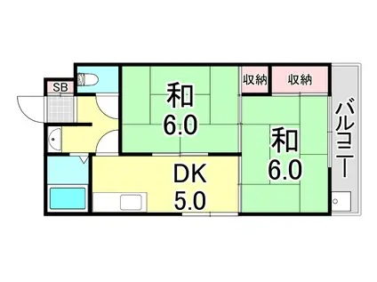 ハイツサンライズ(2DK/2階)の間取り写真