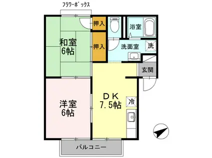 セジュールアンヌ C棟(2DK/2階)の間取り写真