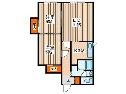 キャッスルヴィレッジ(2LDK/2階)の間取り写真