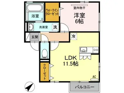 セジュールアルファA(1LDK/2階)の間取り写真