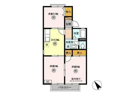 エクレール五井西E(3DK/1階)の間取り写真