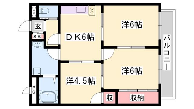 プラザ亀山(3DK/2階)の間取り写真