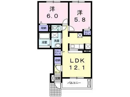 RERAII(2LDK/1階)の間取り写真