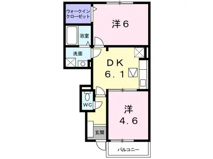 ソルトリバーヒルズ(2DK/1階)の間取り写真