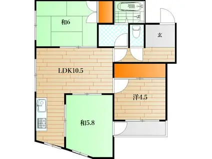 アーバンビュー丸山(3LDK/3階)の間取り写真