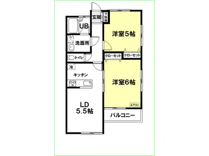 アーバニズム71B(2LDK/2階)の間取り写真