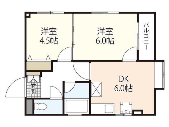 ファニ-幸(2DK/6階)の間取り写真