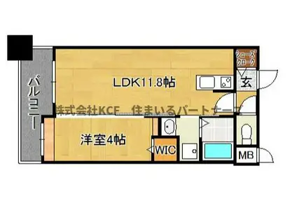 アポロ久留米東町(1LDK/3階)の間取り写真