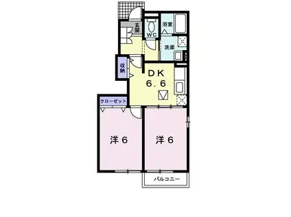 レジデンスコンフォルトII(2DK/1階)の間取り写真