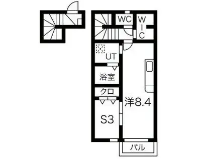 FIGAROVI(1DK/2階)の間取り写真