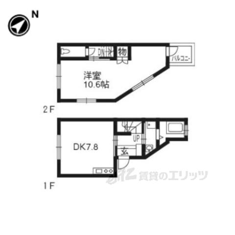 ビアンフェ下鴨西棟(1DK/1階)の間取り写真