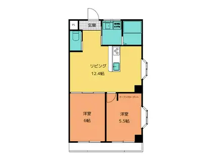 カーサ南山(2LDK/1階)の間取り写真