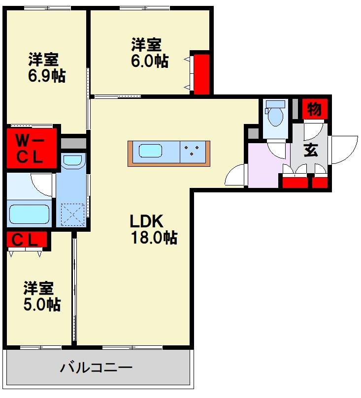 SERRA華旗(3LDK/3階)の間取り写真
