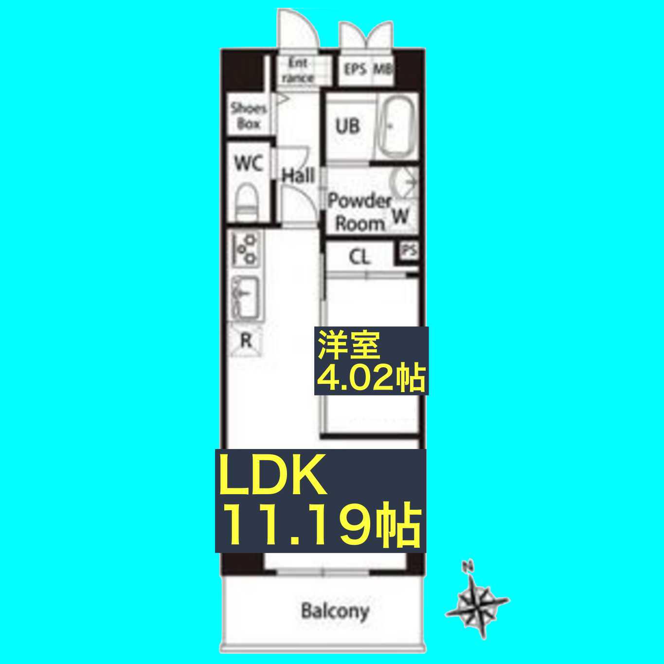 GRAN DUKE東桜(1LDK/12階)の間取り写真