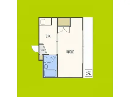 城北・船江マンション(1DK/4階)の間取り写真