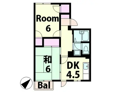 95番館(2DK/1階)の間取り写真