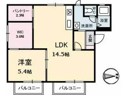 イクシード江口(1LDK/2階)の間取り写真