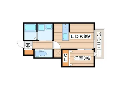 ソレーユ小松島(1LDK/1階)の間取り写真