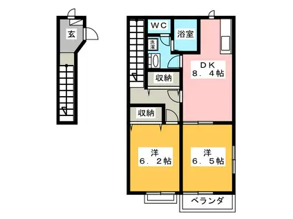 ホームブレッシング(2DK/2階)の間取り写真