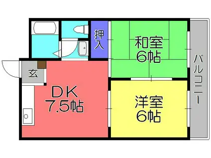 スイートコーポラス(2DK/2階)の間取り写真