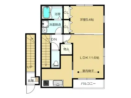 スカイコートA棟(1LDK/2階)の間取り写真