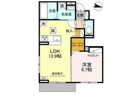 キャッスルヴュー山口(1LDK/1階)の間取り写真