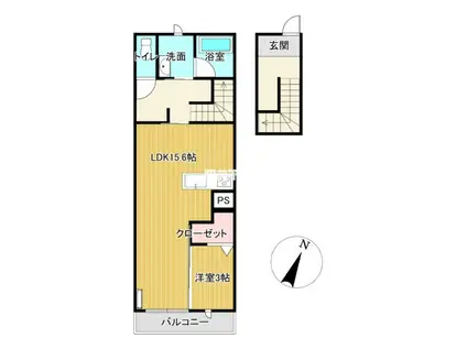 ソラリス(1LDK/2階)の間取り写真