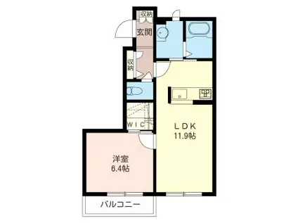 リンデハイム I(1LDK/1階)の間取り写真