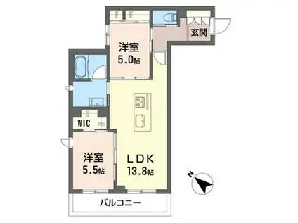 NレジデンスI(2LDK/2階)の間取り写真