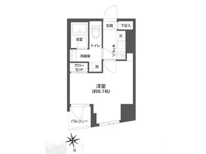 GRAN PASEO市谷甲良町 グランパセオ市谷甲良町(1K/5階)の間取り写真