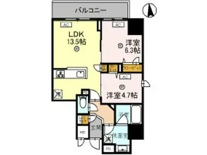 MAISON DE AZURE(2LDK/7階)の間取り写真